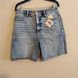 Light Blue Jean Shorts for Women long or cuff. Jorts vibe tummy control cut off